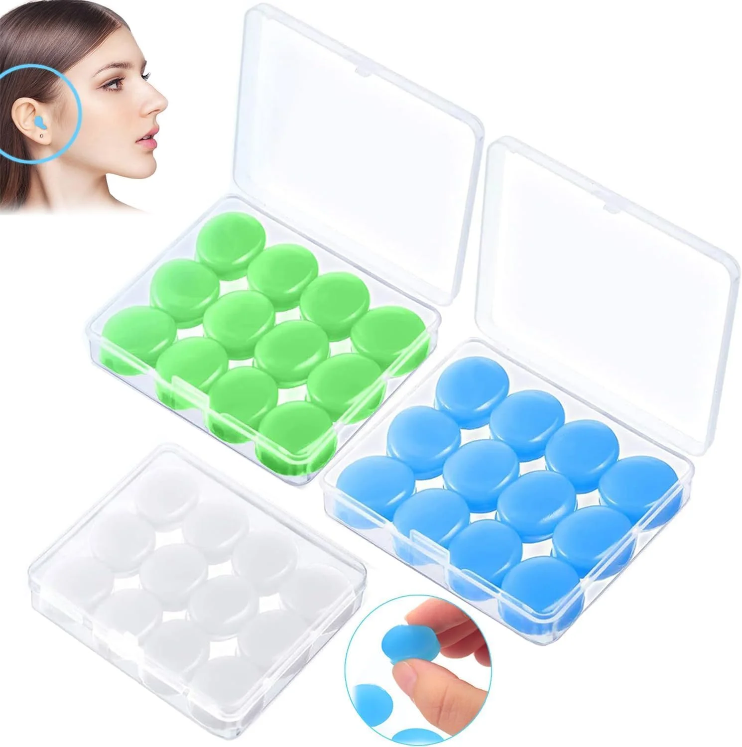 ۳۶ عدد گوش گیر سیلیکونی، گوش گیرهای قالب گیری مجدد قابل استفاده برای هر سایز گوش، ضد نویز برای خواب، شنا، مطالعه و مسافرت