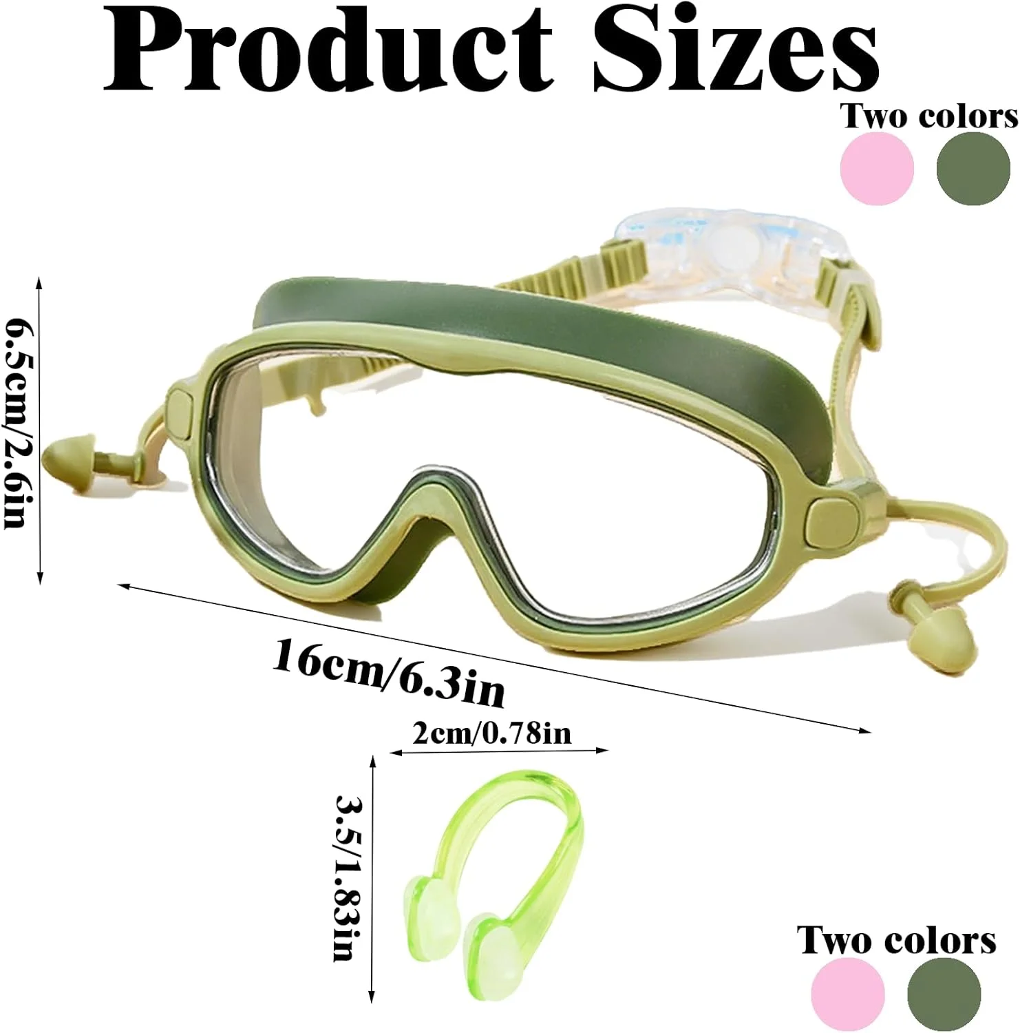 عینک شنای کودکانه SAHRI، بسته 2 عددی، ضد بخار، ضد اشعه ماوراء بنفش، دید گسترده، مناسب برای کودکان 3 تا 15 سال (صورتی و سبز)