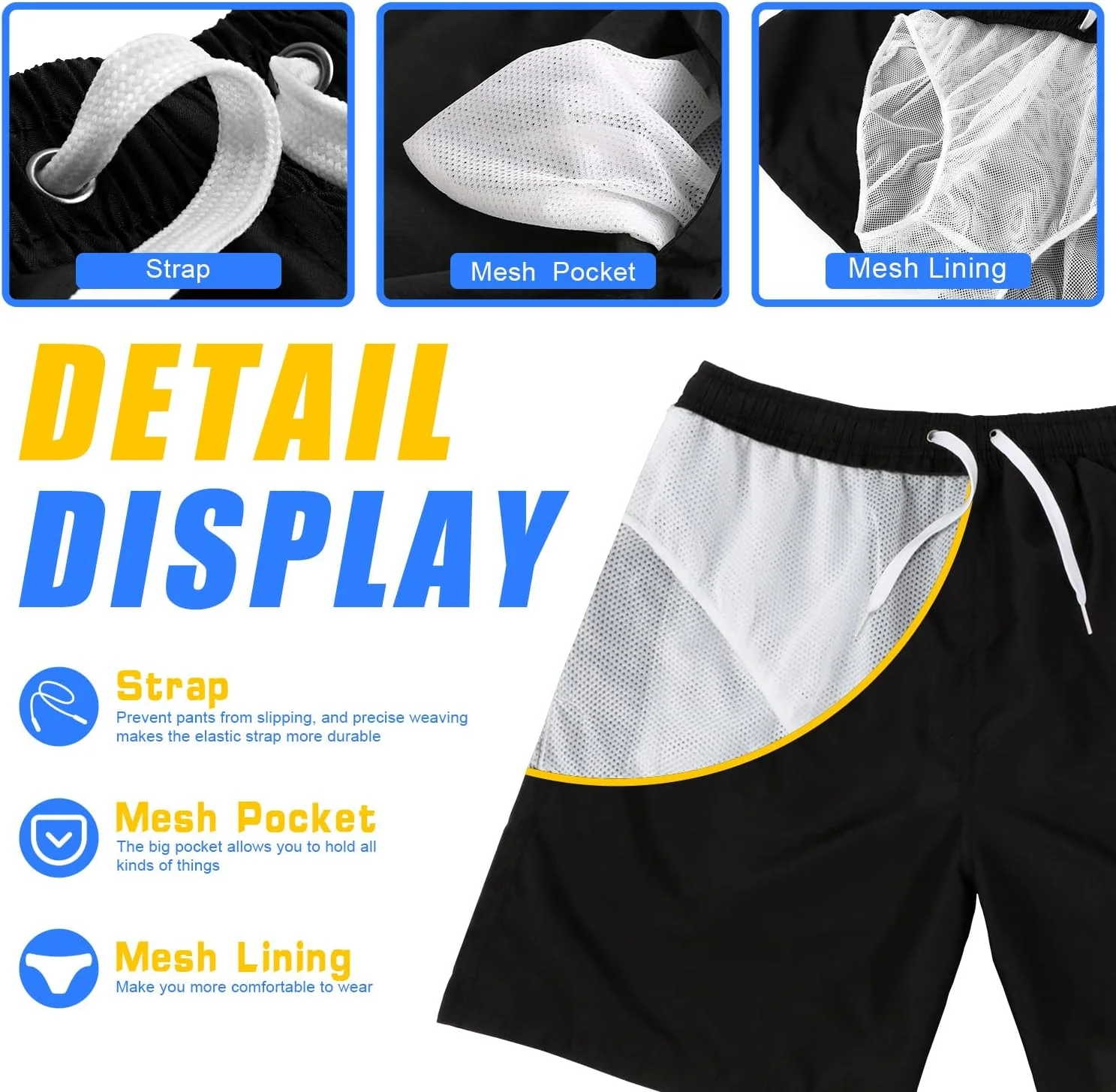 شورت شنا مردانه Scotamalone، شورت شنا سریع خشک شونده، 17.8 سانتی متر، با آستر توری، لباس شنا، مایو