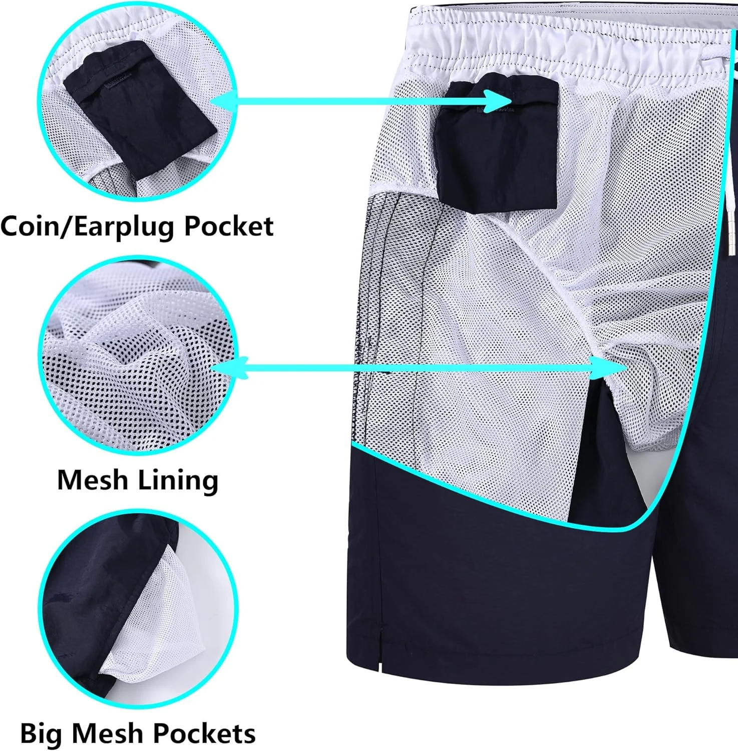 ست دو عددی شلوارک شنا مردانه، خشک‌شونده سریع، مناسب ساحل و موج‌سواری، کمر کشی با آستر توری (اسلیم فیت)