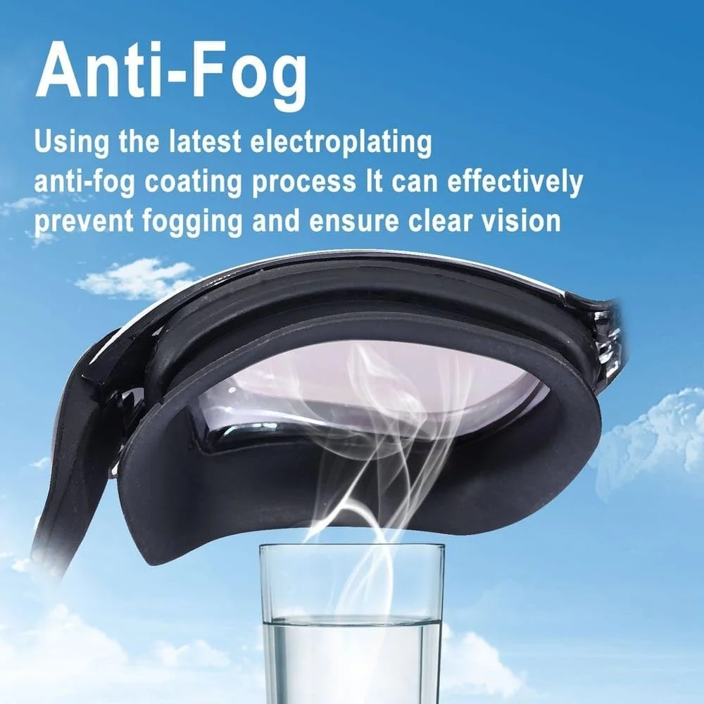 عینک شنا ضد بخار مقاوم در برابر اشعه ماوراء بنفش، دید واضح و گسترده، بدون نشتی، بند قابل تنظیم، جنس سیلیکون ضد آب، عینک شنا برای مردان، زنان، کودکان، بزرگسالان و جوانان به همراه گیره بینی + گوش گیر و جعبه عینک.