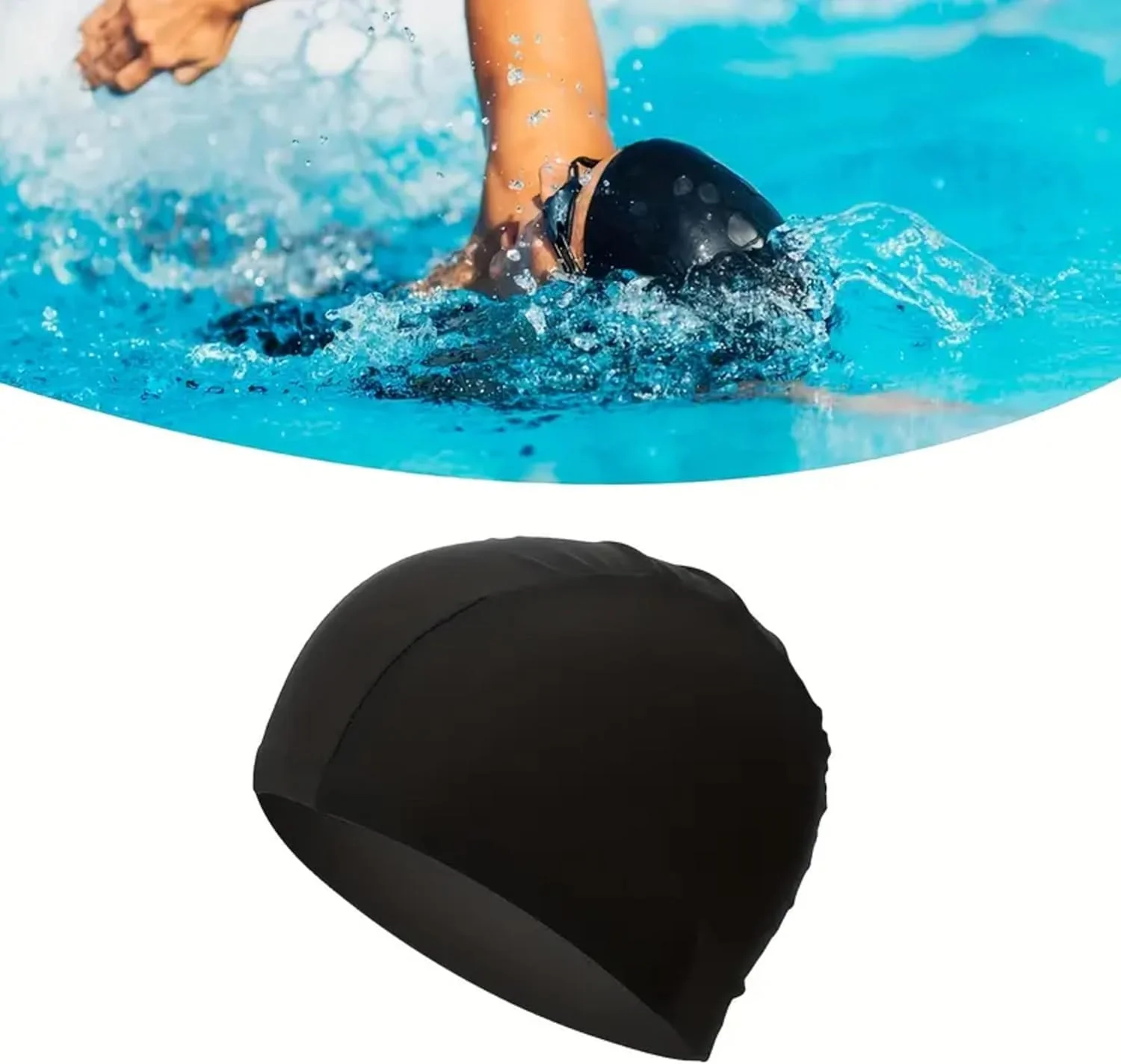 کلاه شنا حرفه ای - طراحی مشکی کشسان برای آقایان و بانوان | محافظت از موهای بلند | جنس بادوام کامپوزیت نایلون