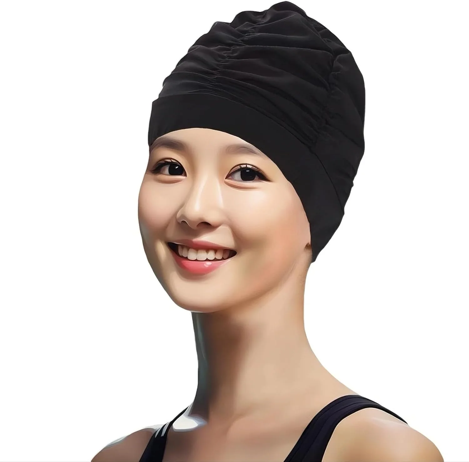 کلاه شنا زنانه، کلاه شنای گلدار پلیسه دار برای موهای بلند، کلاه حمام نرم و الاستیک، کلاه شنای راحت و تنفسی