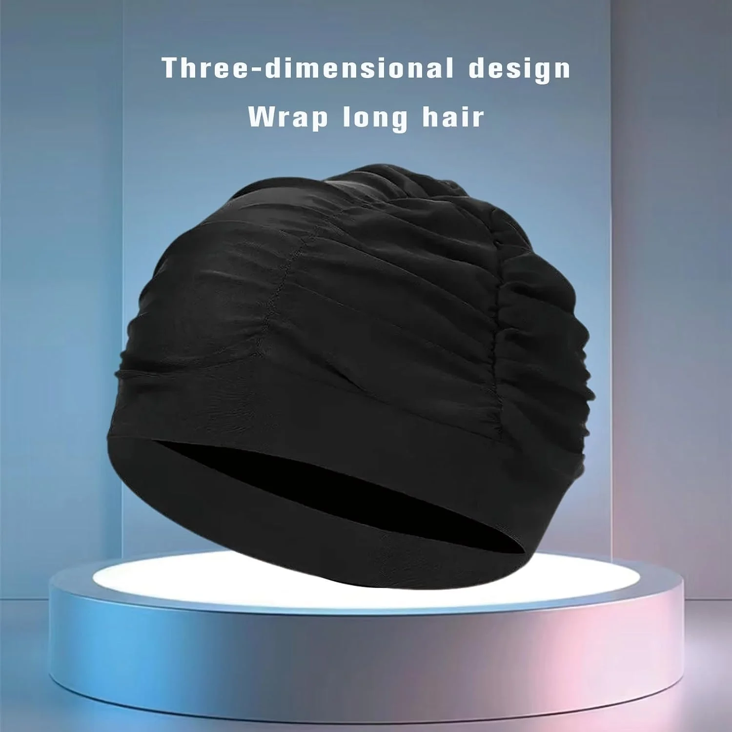 کلاه شنا زنانه، کلاه شنای گلدار پلیسه دار برای موهای بلند، کلاه حمام نرم و الاستیک، کلاه شنای راحت و تنفسی