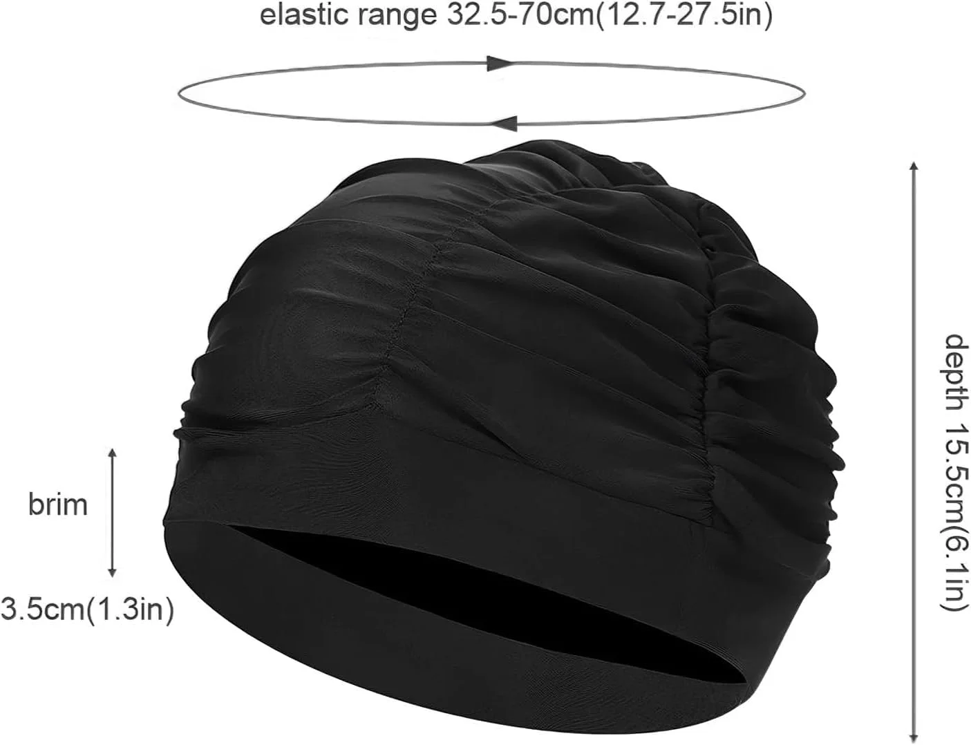 کلاه شنا زنانه، کلاه شنای گلدار پلیسه دار برای موهای بلند، کلاه حمام نرم و الاستیک، کلاه شنای راحت و تنفسی