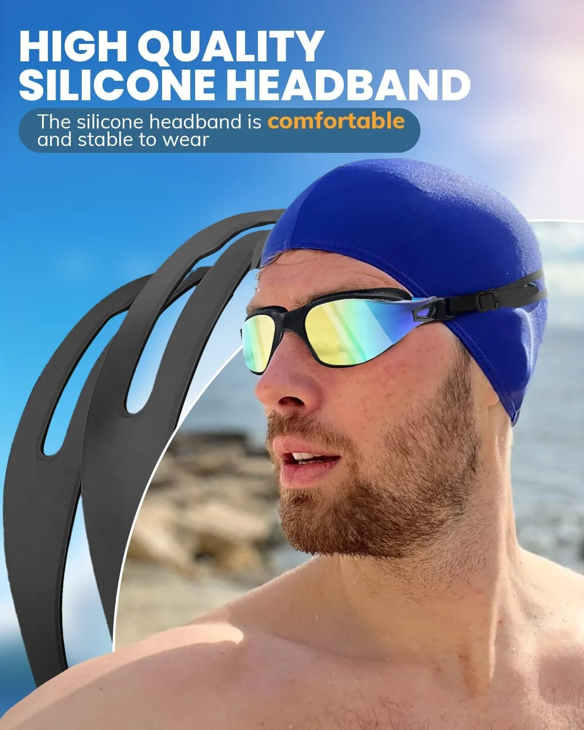 دو جفت عینک شنا با میدان دید گسترده، ضد بخار، محافظت در برابر اشعه ماوراء بنفش، ضد آب، کاملا اندازه، مناسب برای مردان/زنان بزرگسال، پسران/دختران و کودکان