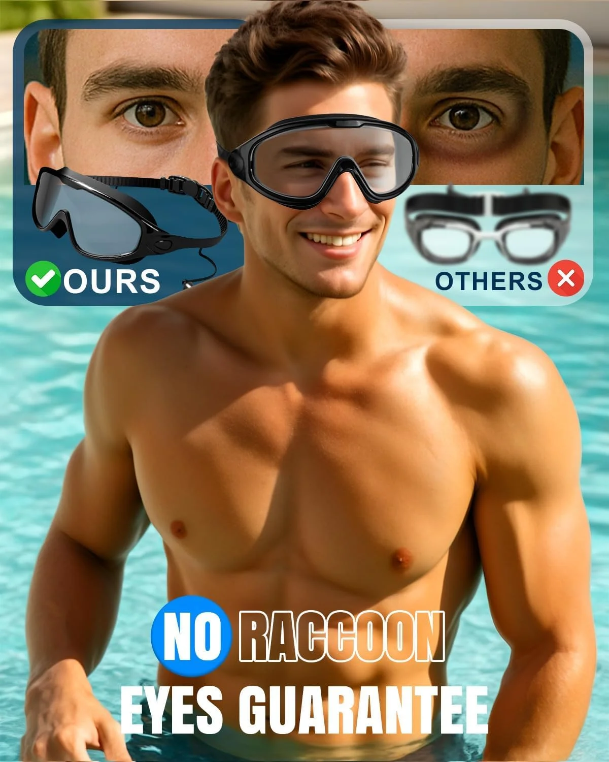 عینک شنا میدان دید گسترده، دید 180 درجه، محافظت 99% در برابر اشعه ماوراء بنفش، ضد مه و بدون نشتی، مناسب برای مردان، زنان، نوجوانان و کودکان