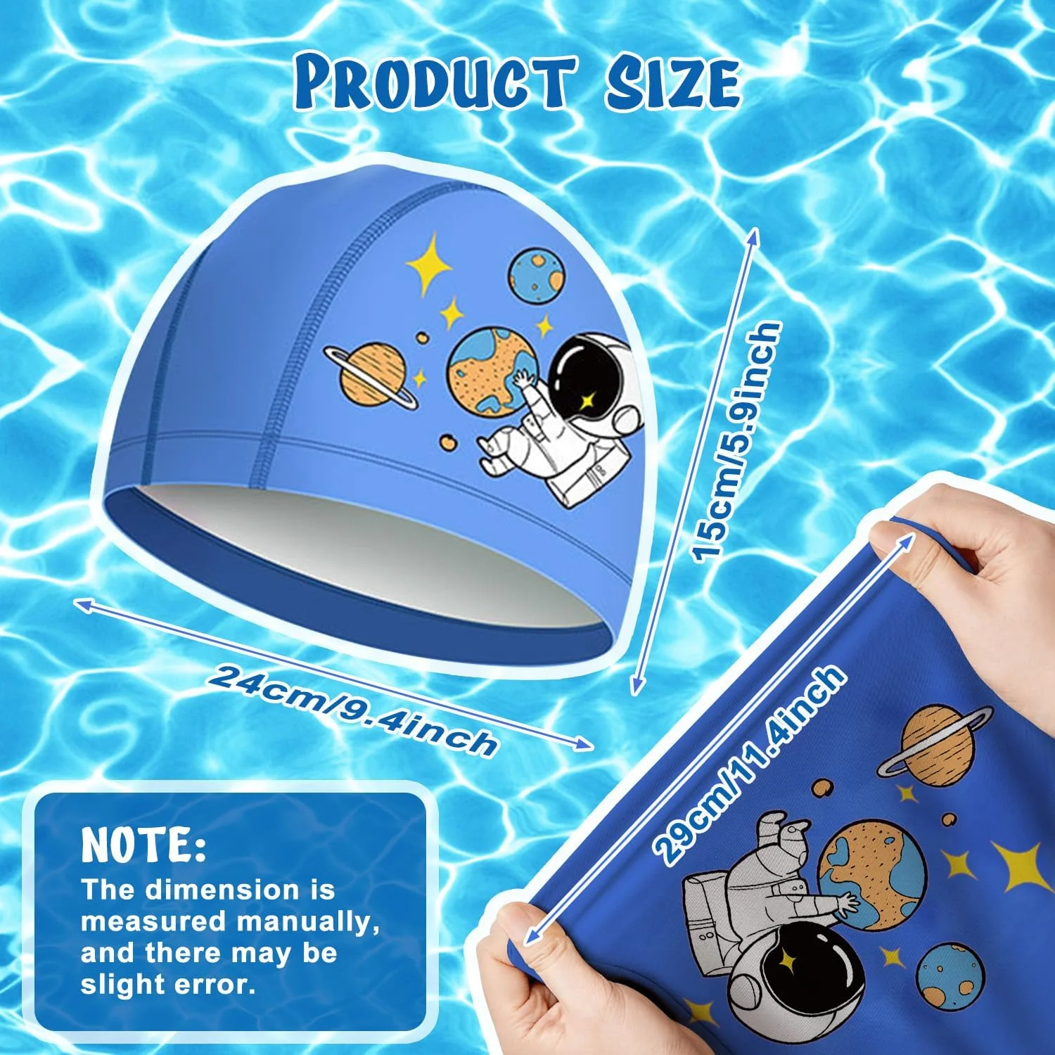 ست ۳ عددی کلاه شنا کودکانه، کلاه شنای استخر ضد لغزش، کلاه شنا با طرح کارتونی زیبا برای پسران و دختران، کلاه حمام الاستیک، محافظ مدل مو، فیت راحت (۵-۱۶ سال)