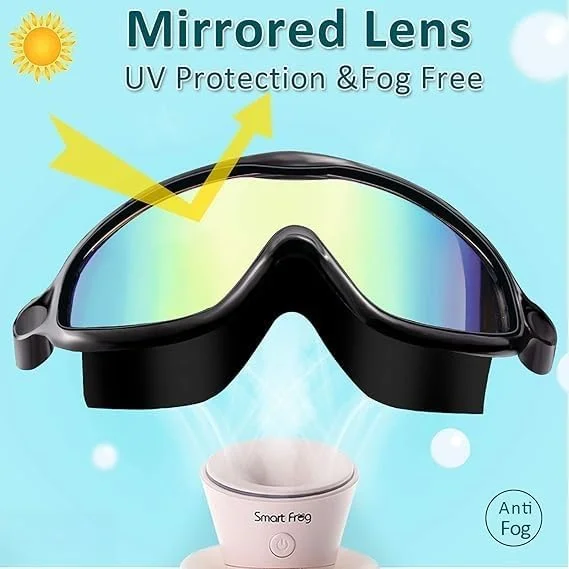 عینک شنای کودک، بسته 2 عددی، دید عریض ضد بخار و UV، بدون نشتی، هدیه تابستانی برای مردان، زنان و کودکان (3-16 سال)، همراه با گیره بینی سیلیکونی، گوش گیر و جعبه محافظ عینک قابل حمل