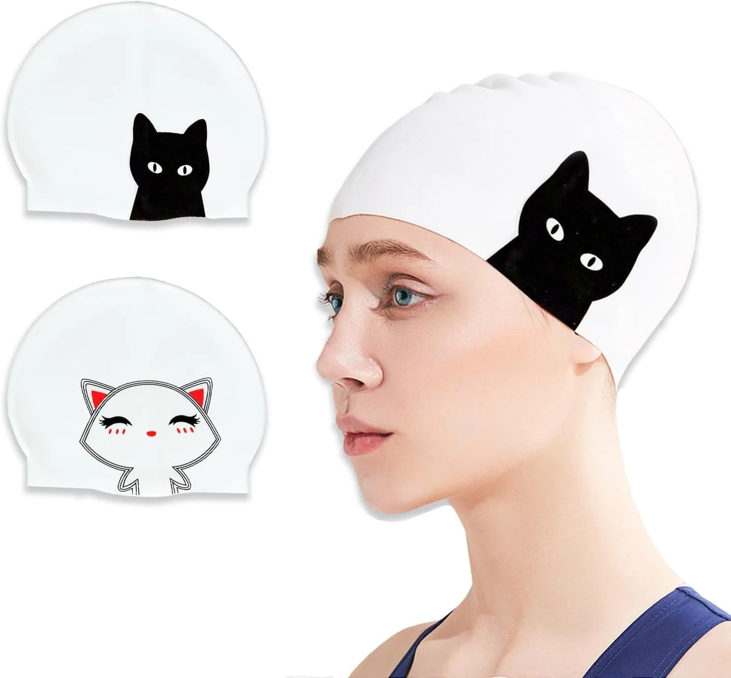 ست 2 عددی کلاه شنا سیلیکونی نالاکال برای بانوان - کلاه های شنا ضد آب، ایده آل برای موهای بلند و کوتاه، فیت راحت، کلاه های شنا برای بزرگسالان