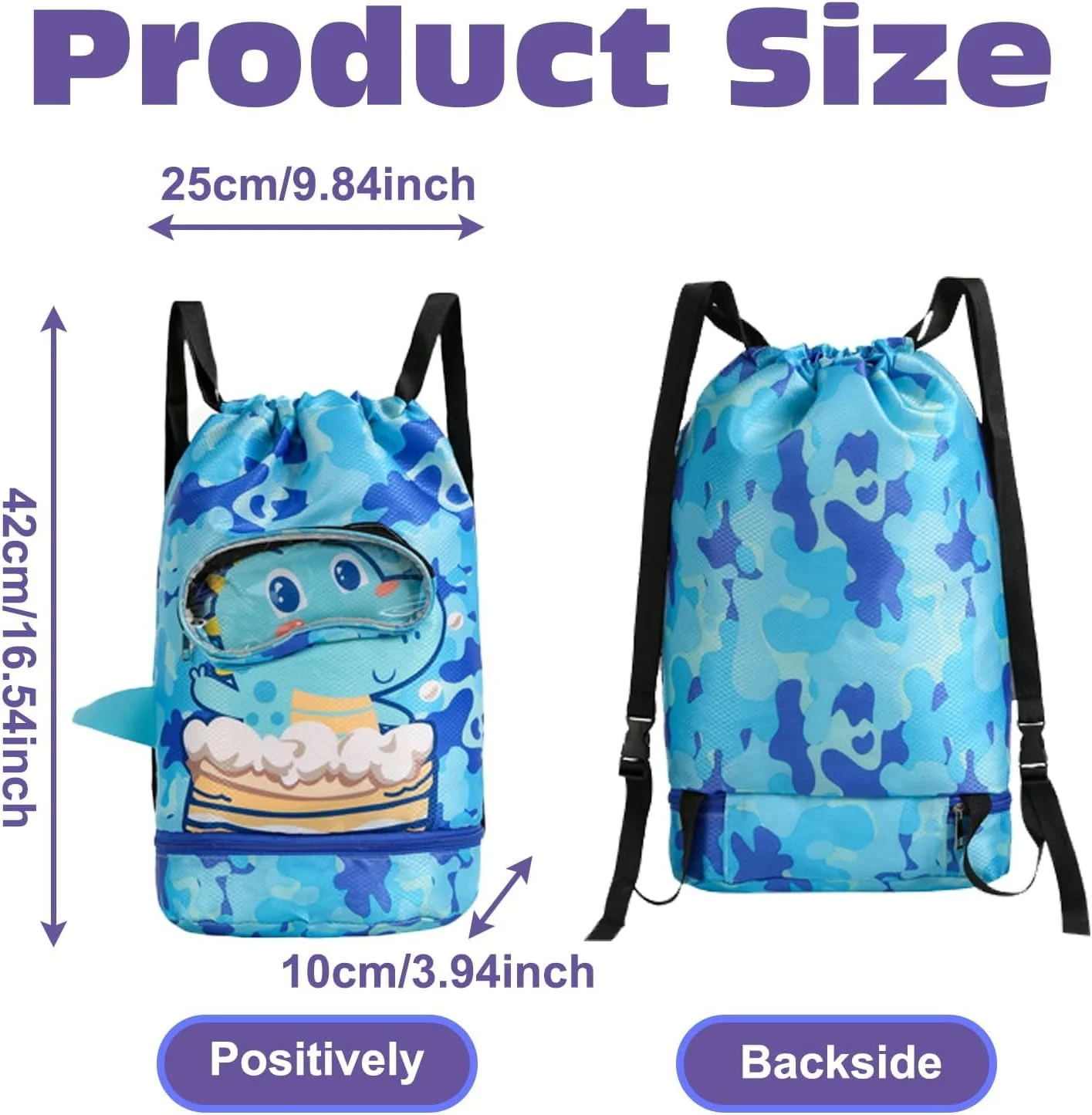 کیف شنای بچه گانه NALACAL، کیف ورزشی بندکشی ضد آب، کیف شنا با ظرفیت بزرگ برای پسر و دختر، کیف ورزشی خشک و مرطوب با جیب کفش و عینک کوله پشتی ورزشی برای استخر ساحلی مدرسه