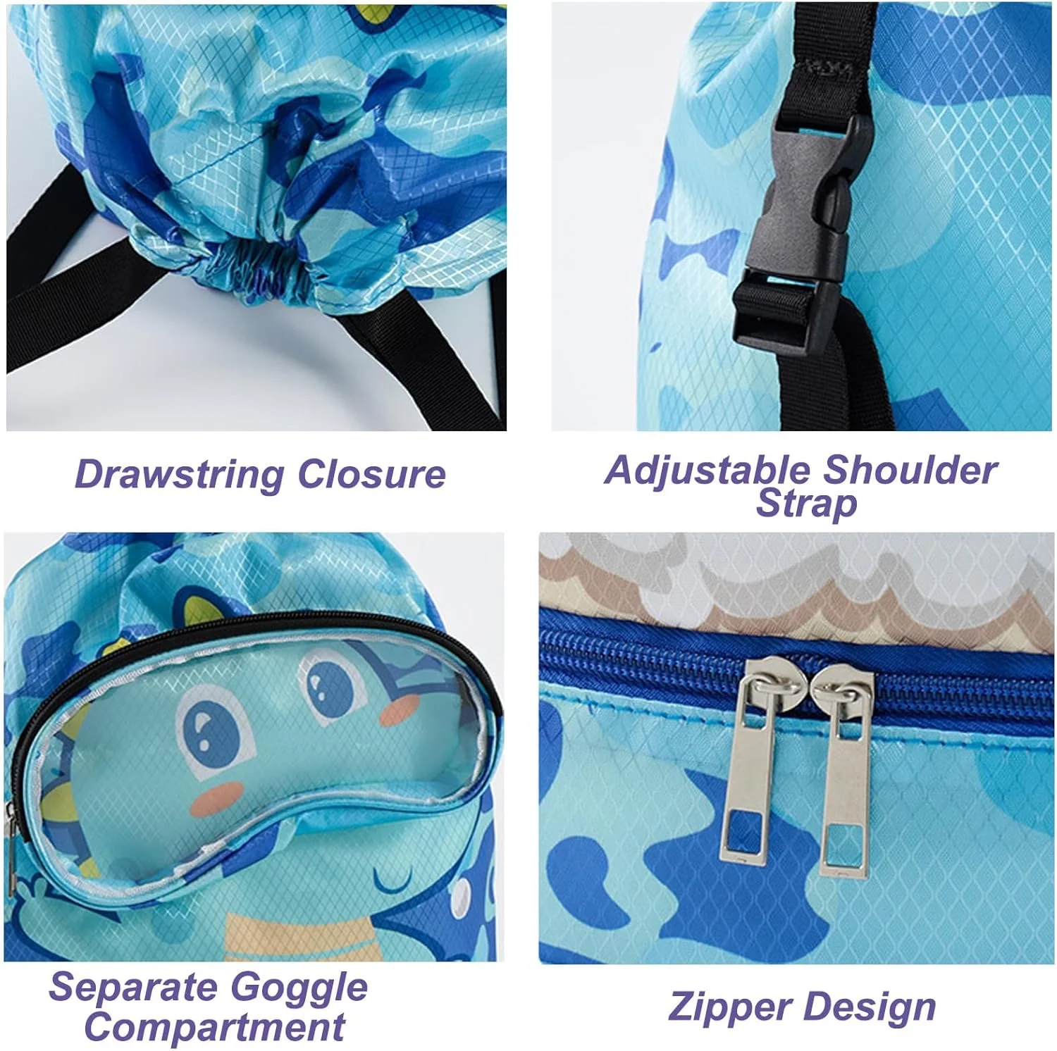 کیف شنای بچه گانه NALACAL، کیف ورزشی بندکشی ضد آب، کیف شنا با ظرفیت بزرگ برای پسر و دختر، کیف ورزشی خشک و مرطوب با جیب کفش و عینک کوله پشتی ورزشی برای استخر ساحلی مدرسه