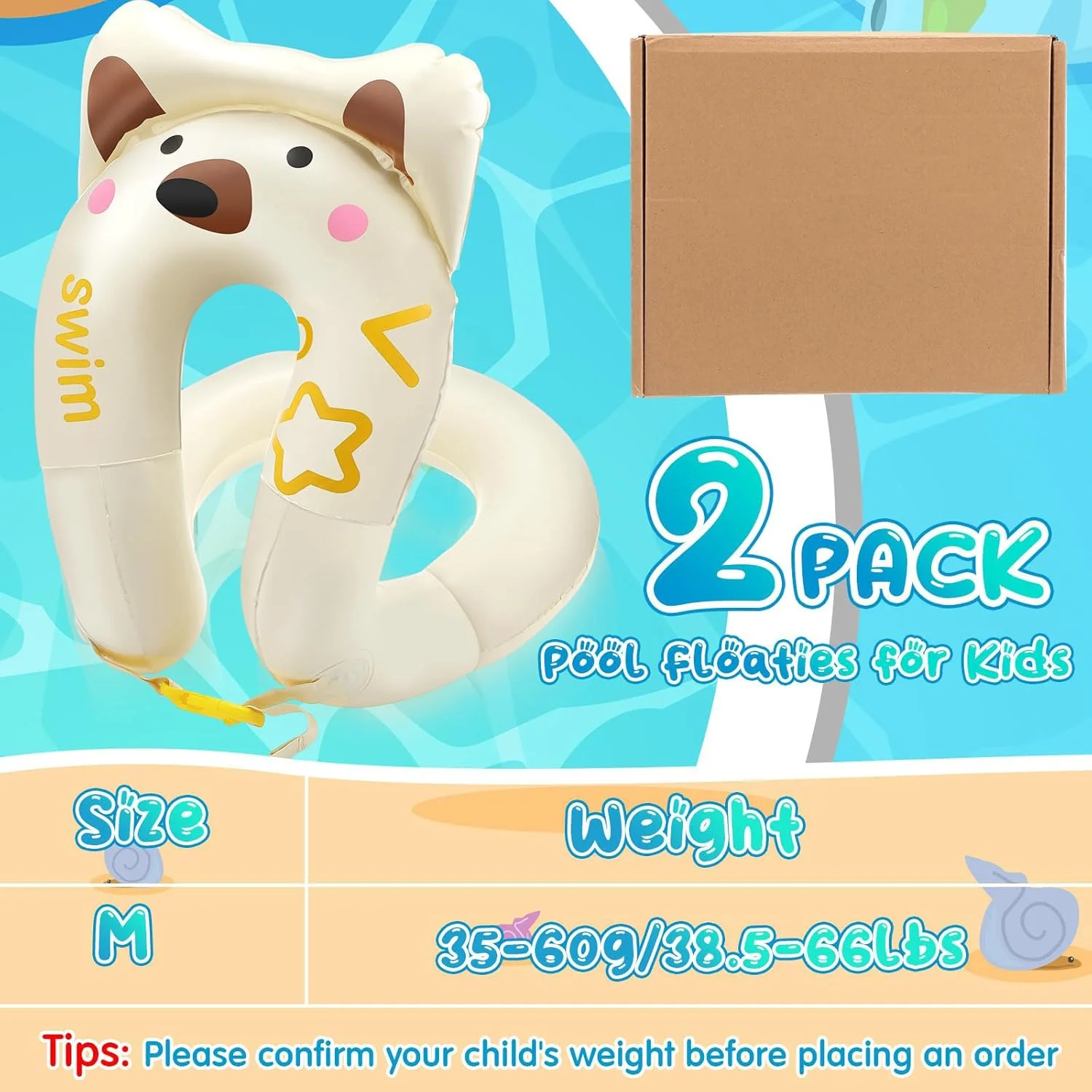 جلیقه شنا کودک NALACAL، 2 عدد بازوبند شنا کودک، بازوبند بادی قابل حمل، وسیله شناور سازی شخصی برای آموزش شنا، لوازم جانبی استخر شنا برای کودکان، مناسب برای دختران و پسران با وزن 17.5 تا 30 کیلوگرم