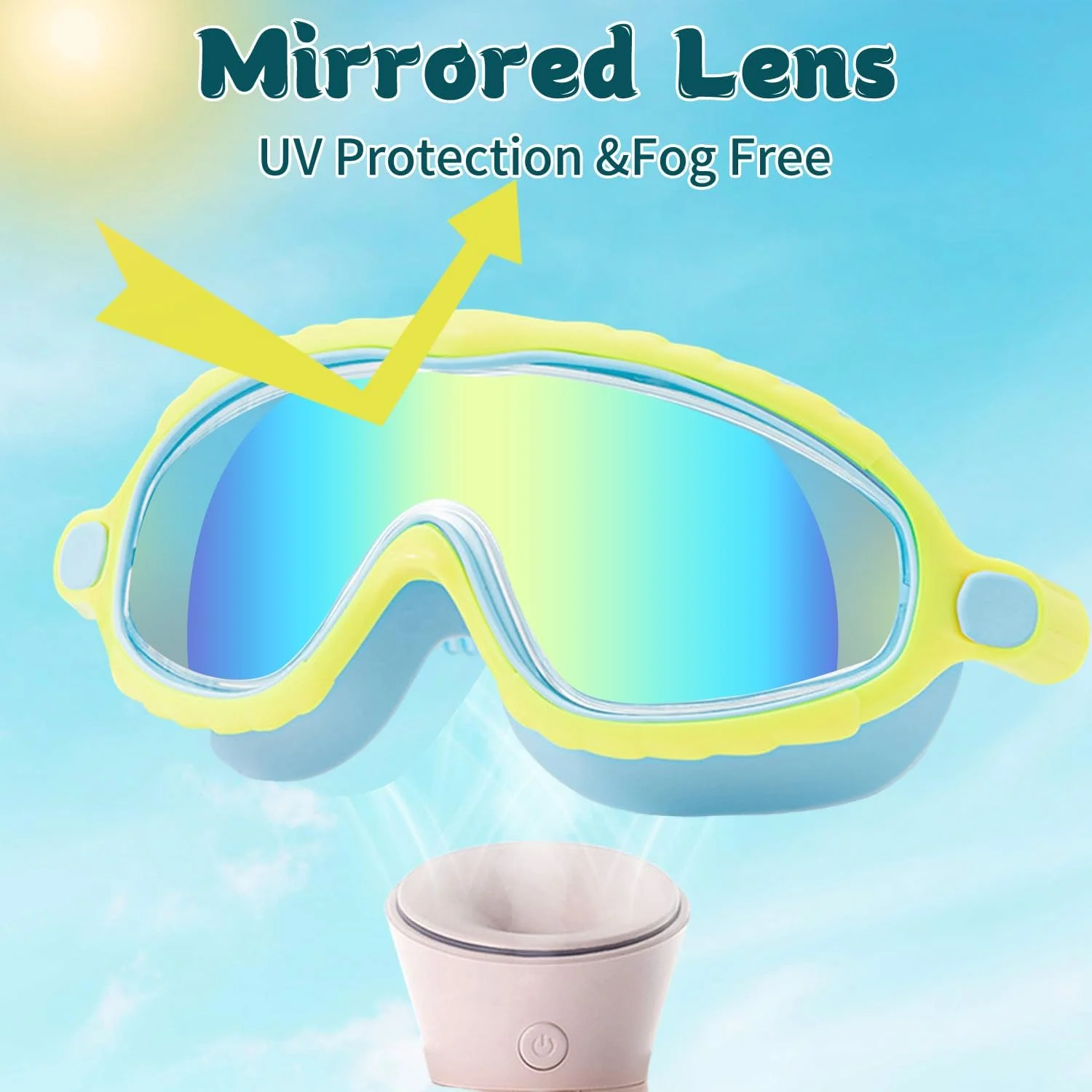 عینک شنا بسته 2 عددی ضد بخار ضد اشعه ماوراء بنفش دید گسترده برای کودکان 3-14 سال