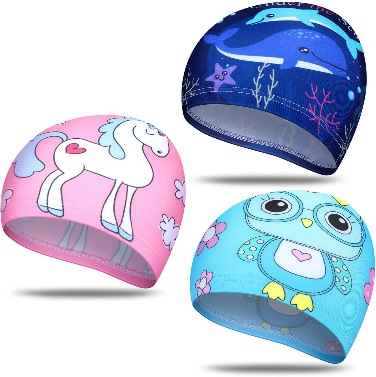 ست ۳ عددی کلاه شنا کودکانه مناسب پسران و دختران ۲ تا ۱۲ سال