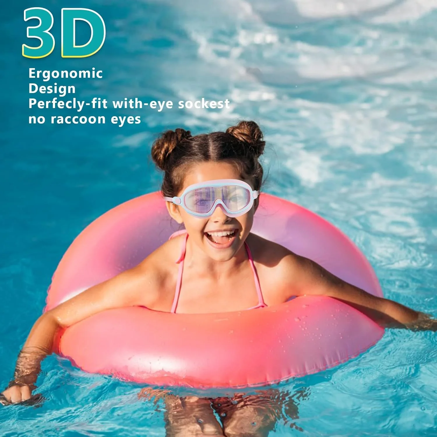 عینک شنا کودک MAKINGTEC، بسته 2 عددی، مناسب سنین 3 تا 14 سال، ضد بخار و بدون نشتی، دید گسترده