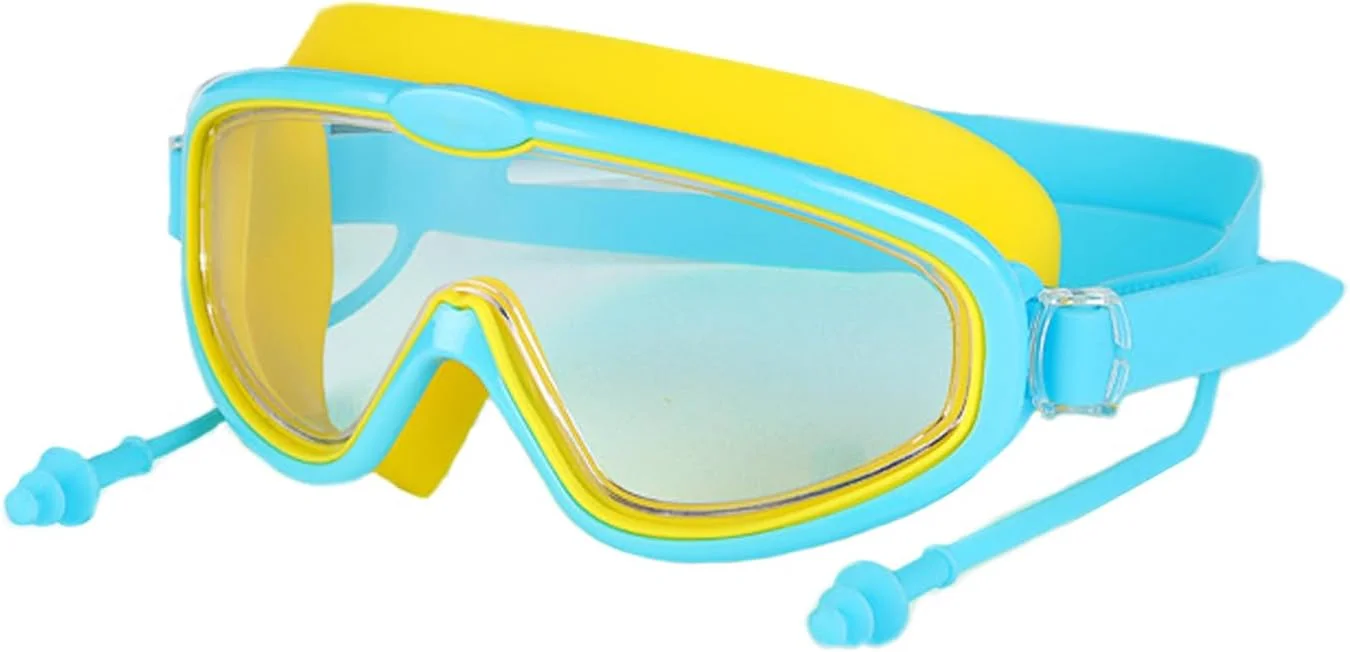 عینک شنا کودک، عینک شنا بچه گانه مناسب دختران و پسران 3 تا 16 سال، ضد بخار، ضد آب، لنزهای محافظ UV، دید واضح و گسترده