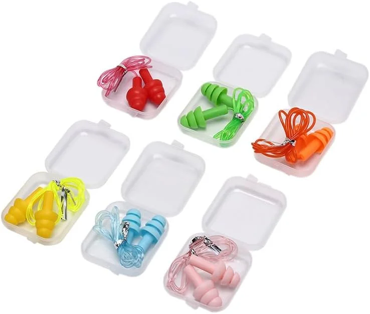 گوشی های محافظ گوش شنا لونیما، 6 جفت، سیلیکونی، ضد صدا، قابل استفاده مجدد، ضد آب، به همراه جعبه برای شنا، خواب، مسافرت، خروپف، هواپیما، مطالعه، کار و مکان های پر سر و صدا