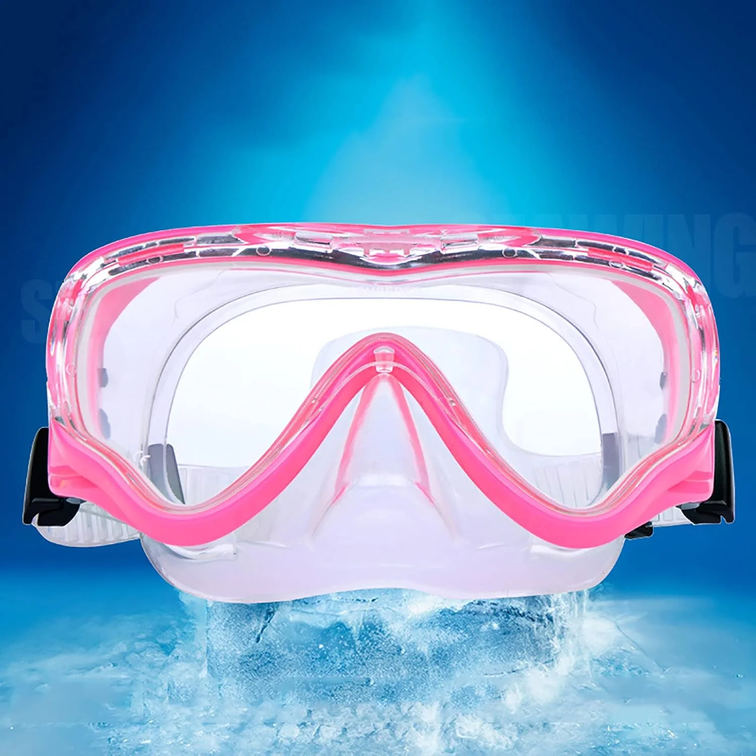 عینک شنا کودکانه Lsunshine (مناسب سنین 3 تا 14 سال)، عینک شنا با پوشش بینی، عینک شنا ضد بخار با دید گسترده برای پسران، دختران و نوجوانان (صورتی)