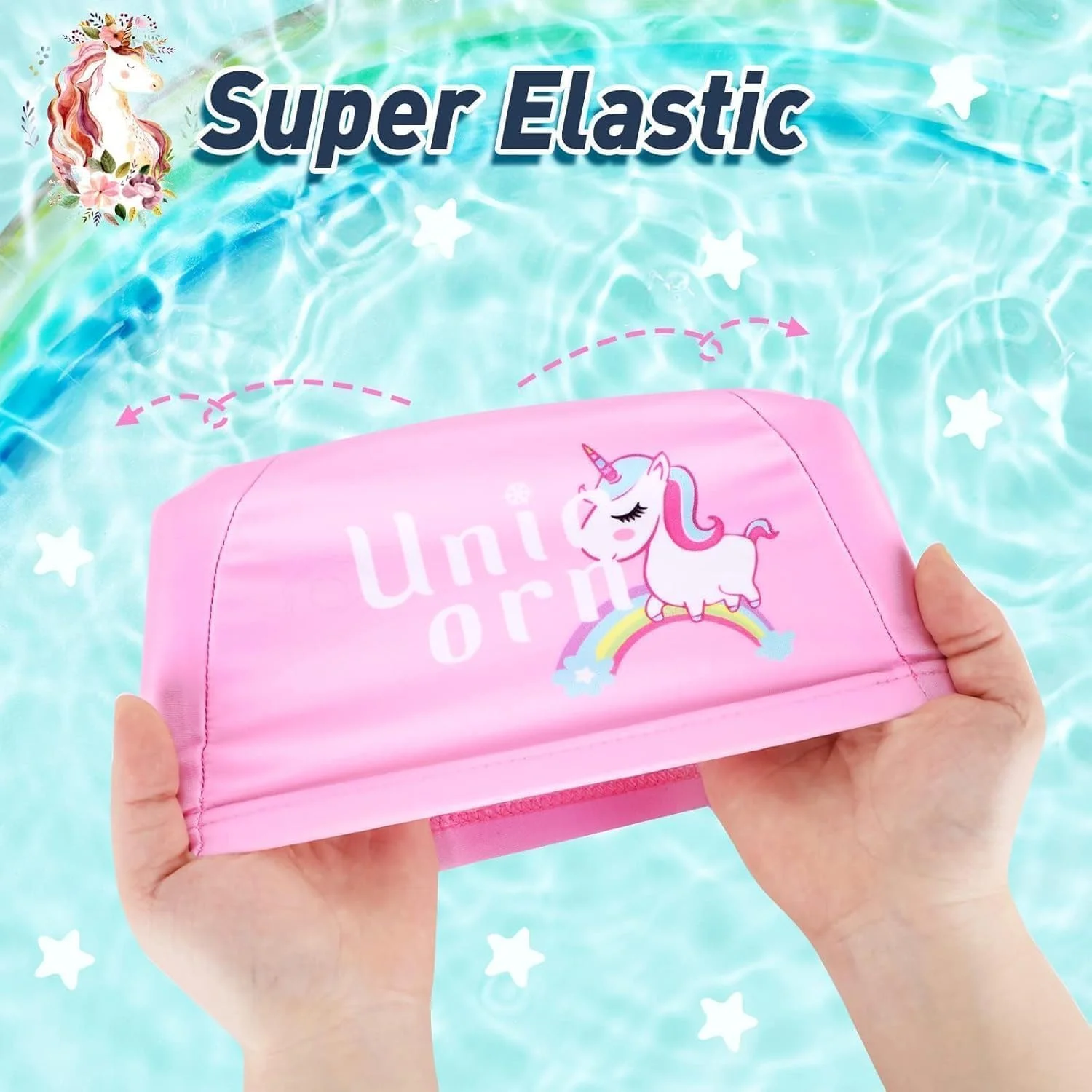 کلاه شنا بچه گانه Lonimia، کلاه شنا پارچه ای، 3 عدد جنس پلی استر نایلون با کشسانی بالا بدون تغییر شکل، تنفس پذیر، راحت، کاربردی، قابل حمل، مناسب برای اکثر پسران و دختران