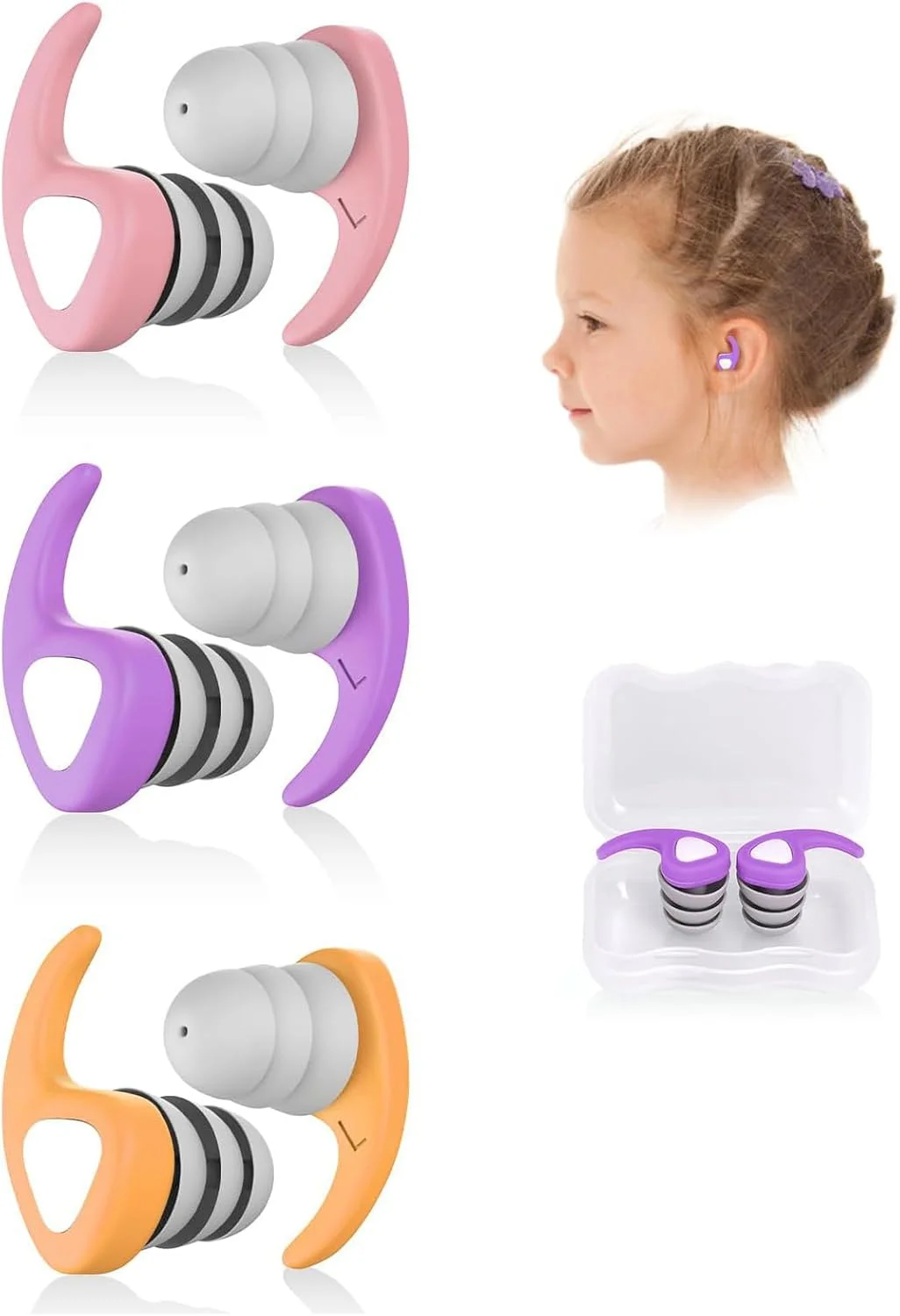 ۳ جفت گوش گیر شنا برای کودکان، ۳ رنگ گوش گیر سیلیکونی ضد آب برای کودکان ۴ تا ۱۲ سال، گوش گیر شنای قابل استفاده مجدد ایده آل برای موج سواری، غواصی، دوش گرفتن