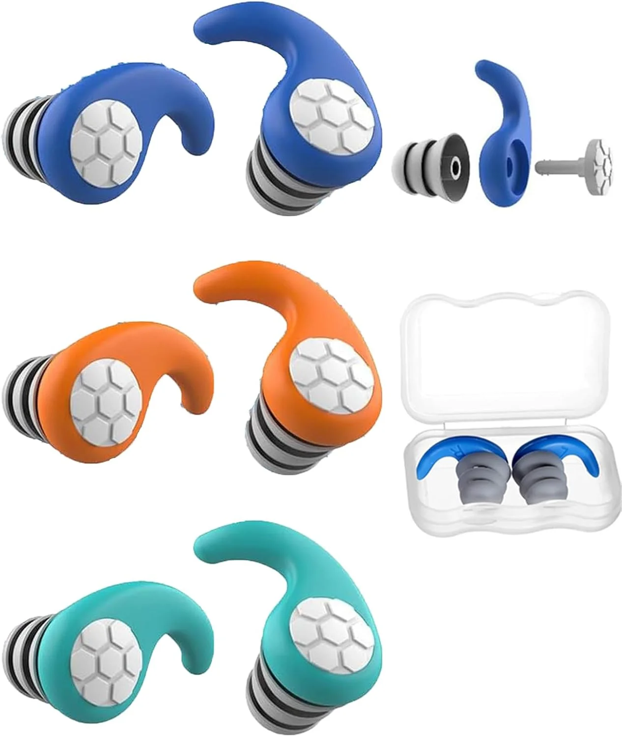 گوشی شنا بچگانه در 3 رنگ، 3 جفت گوشی ضد آب شنا، گوشی سیلیکونی نرم و قابل استفاده مجدد برای کودکان 4 تا 12 سال، ایده آل برای موج سواری، غواصی، دوش گرفتن