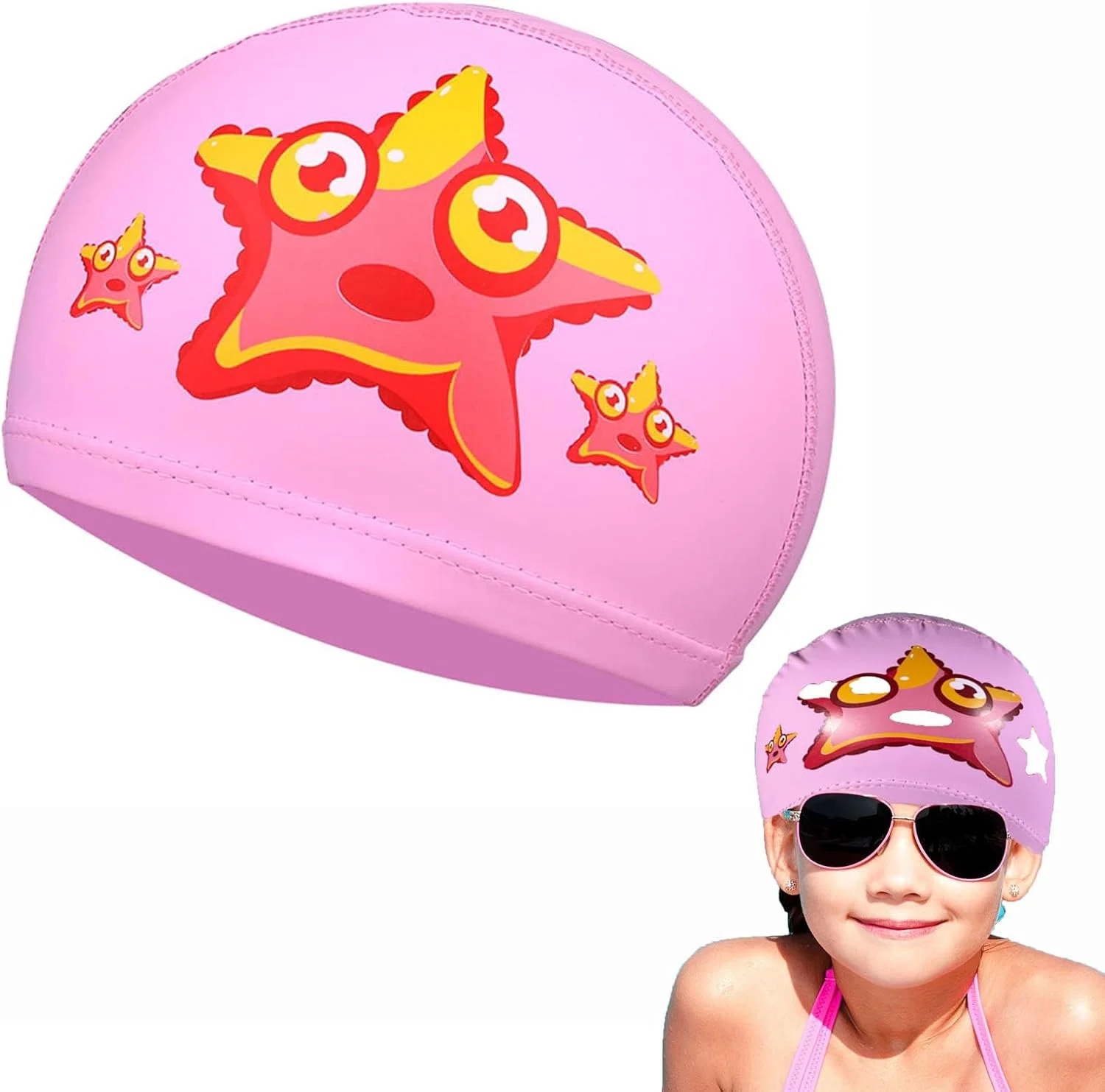 کلاه شنا بچه گانه، کلاه شنای سیلیکونی ضد آب، طرح های کارتونی حیوانات بامزه، محافظت از گوش، نرم و سبک وزن، کلاه شنا پسرانه و دخترانه