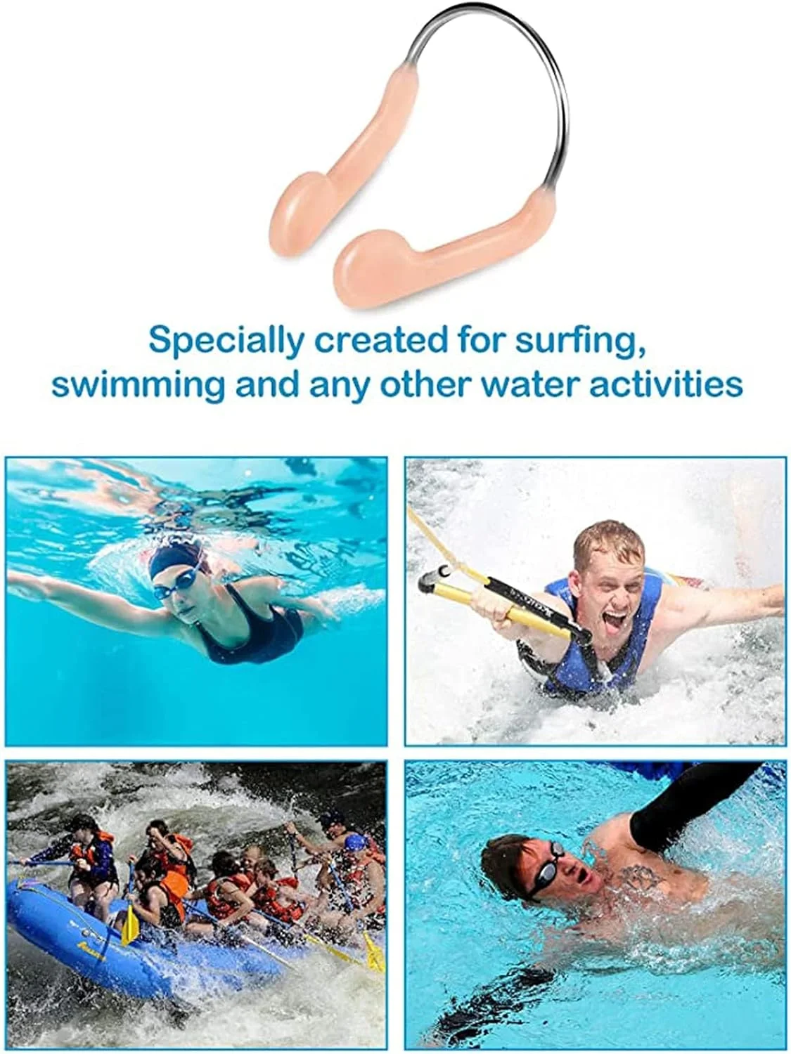 گیره بینی شنا خزنه، گیره بینی شنا سیلیکونی محافظ بینی تمرینی با فولاد برای استفاده در مسابقات شنای کودکان و بزرگسالان، بژ (10 عدد)