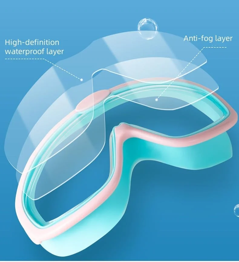 عینک شنای کودکانه، ضد بخار، محافظت در برابر اشعه ماوراء بنفش، عینک شنا با دید فوق العاده عریض برای کودکان 3-15 سال
