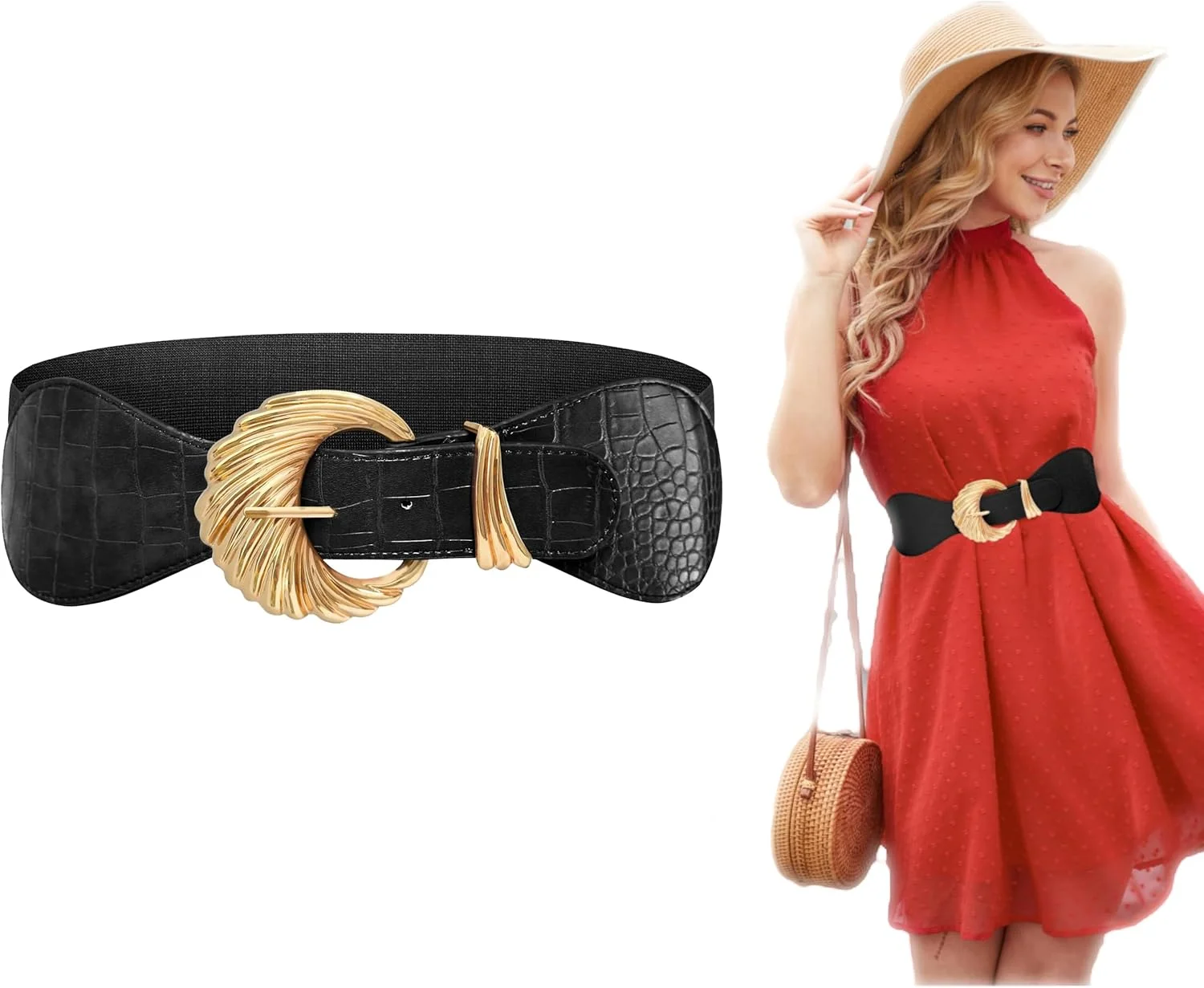 کمربند زنجیری چرمی فلزی SYOSI مدل پانک برای لباس زنانه، شلوار جین، کمربندهای پانک راک