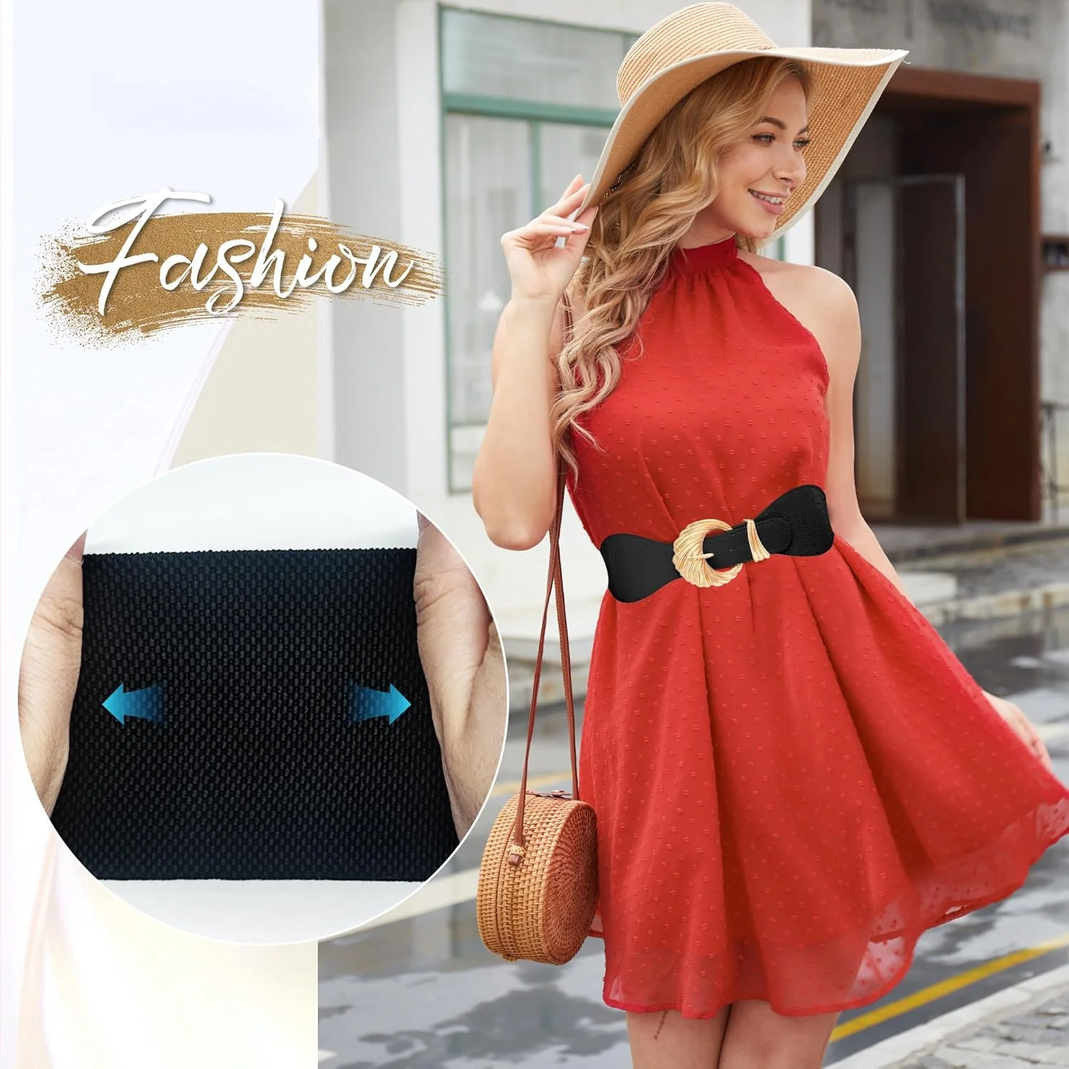 کمربند زنجیری چرمی فلزی SYOSI مدل پانک برای لباس زنانه، شلوار جین، کمربندهای پانک راک