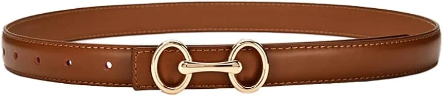 کمربند چرمی زنانه با طراحی سگک حلقه دوتایی کلاسیک، کمربند فشن برای شلوار جین