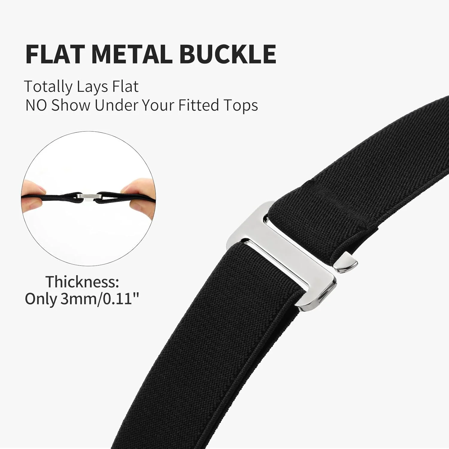 کمربند کشی زنانه بدون نمایش با سگک تخت برای شلوار جین و پیراهن (مشکی، قهوه ای) - بسته 2 عددی