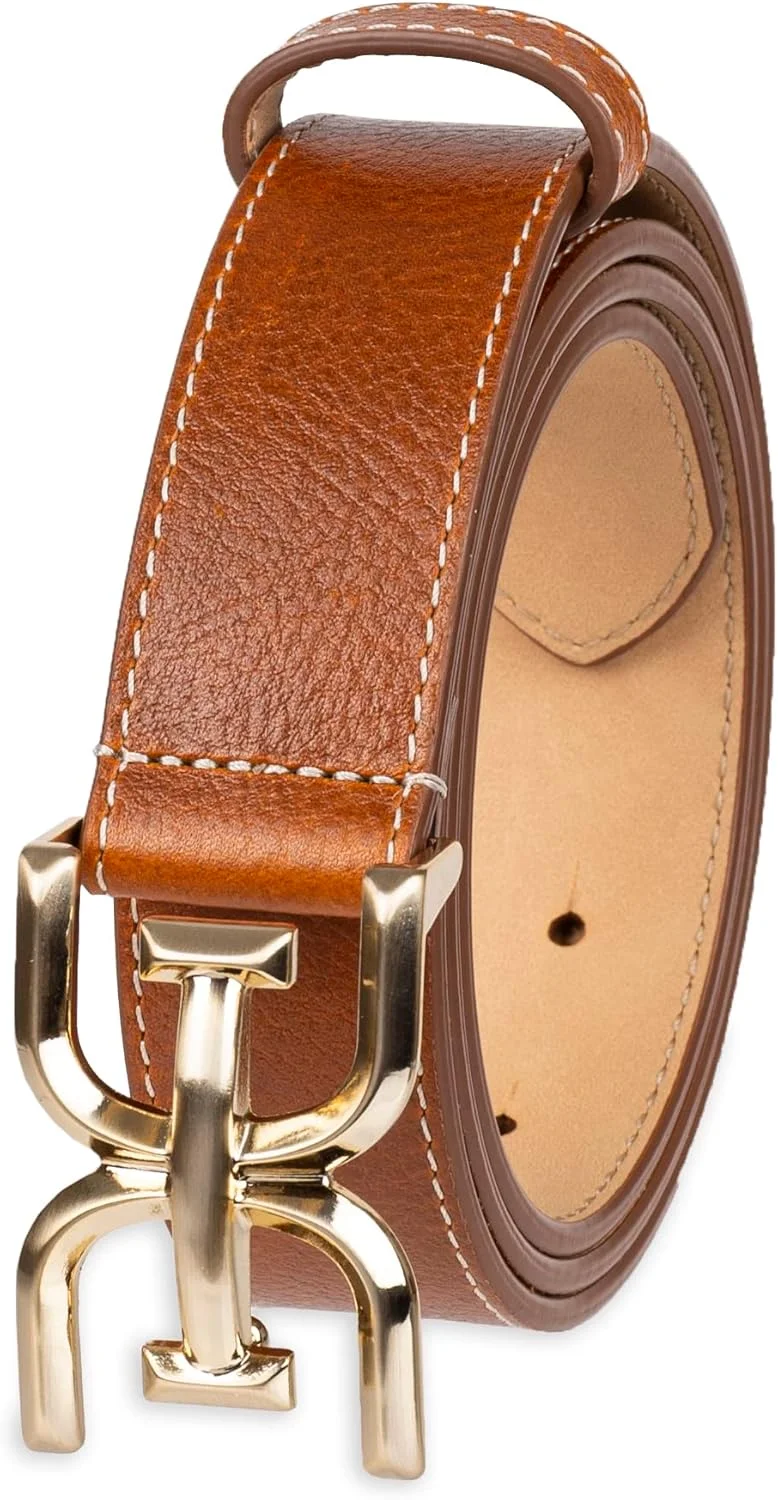 کمربند سگک دار باریک زنانه سم ادرمن با لبه های دوخته شده