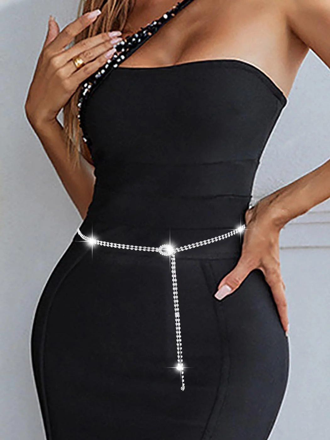 کمربند زنانه نگین دار کمربند کمر الماس کریستالی