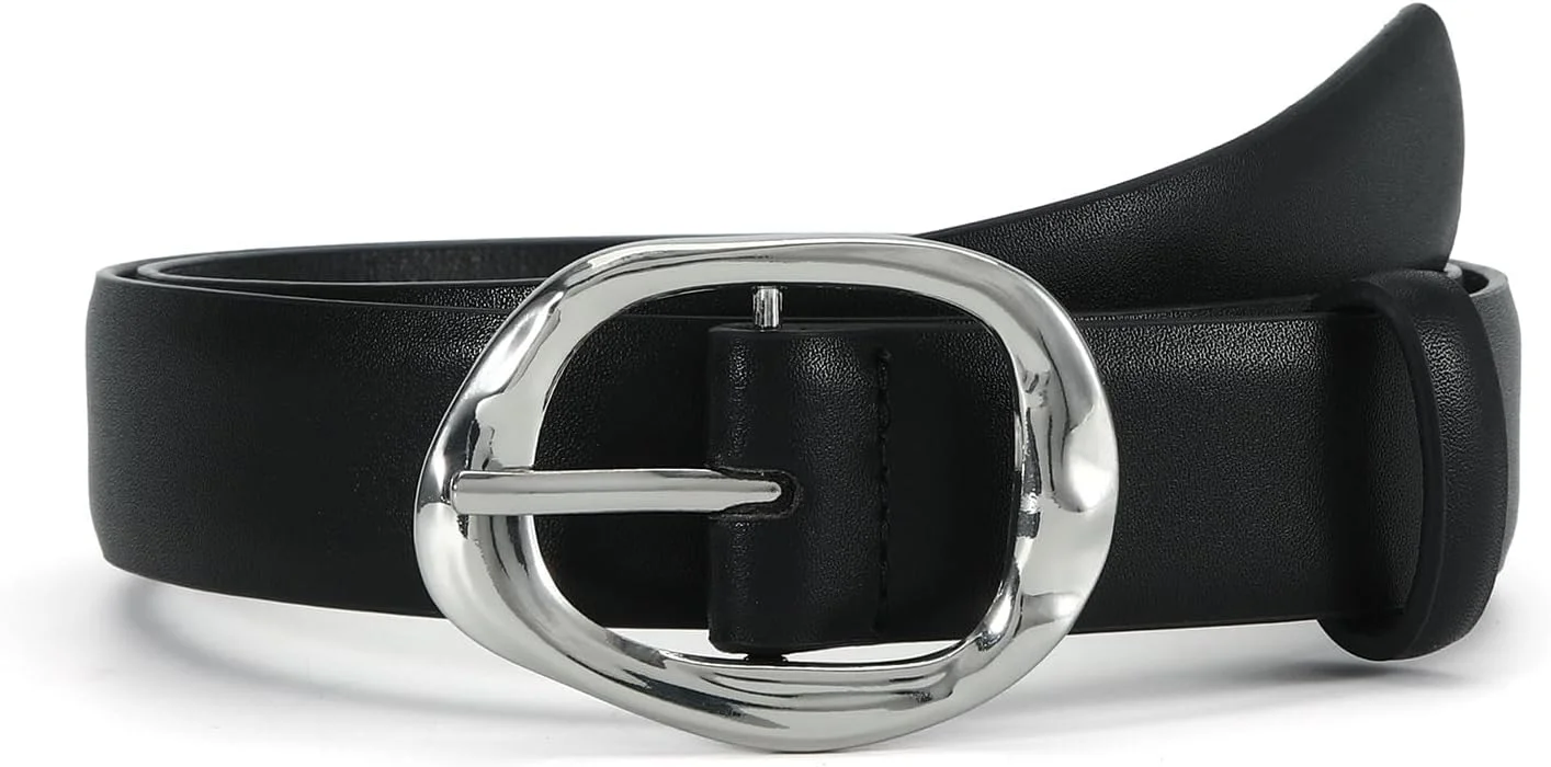 کمربند زنانه برای شلوار جین، پیراهن و لباس مجلسی، کمربند چرمی غیر رسمی مد روز با سگک طلایی