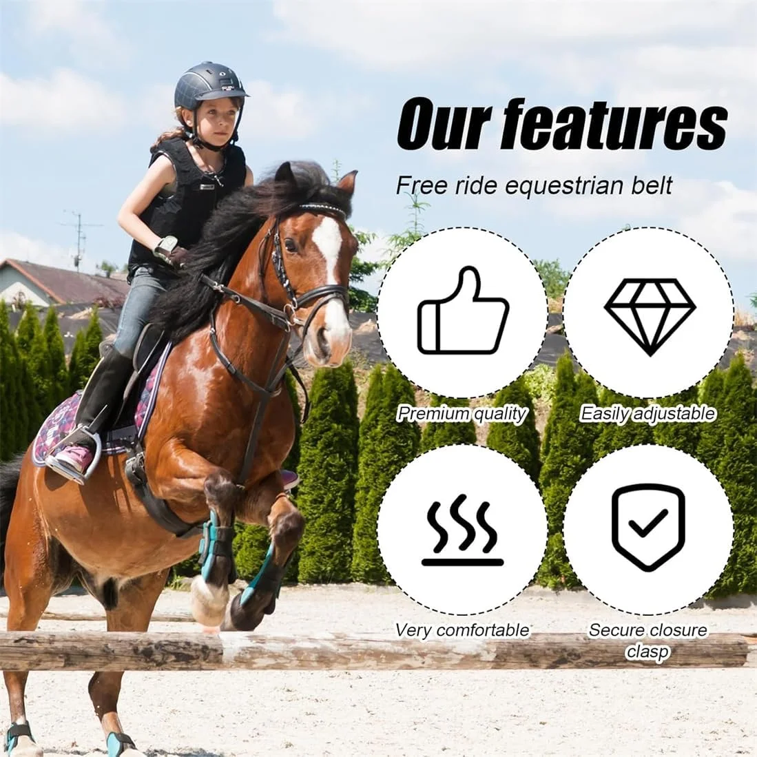 ست 2 عددی کمربند کشی، کمربندهای سوارکاری با سگک آلیاژی، طول قابل تنظیم، ایجاد تناسب محکم برای اندازه های مختلف کمر، پوشیدن راحت، مناسب برای ورزش های اسب سواری، مشکی + سفید