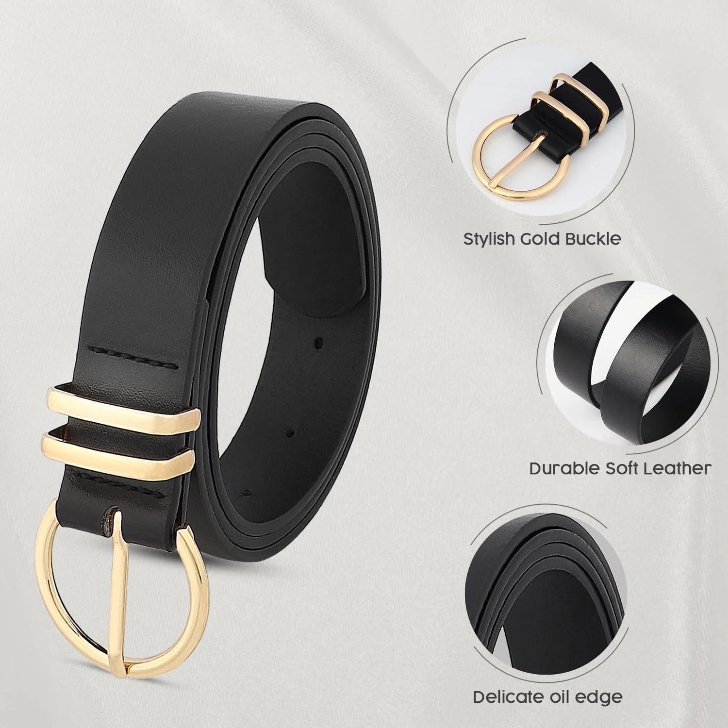 ست ۳ عددی کمربند زنانه، کمربندهای زیبا برای زنان، کمربند باریک چرمی مصنوعی برای شلوار جین، لباس و شلوار