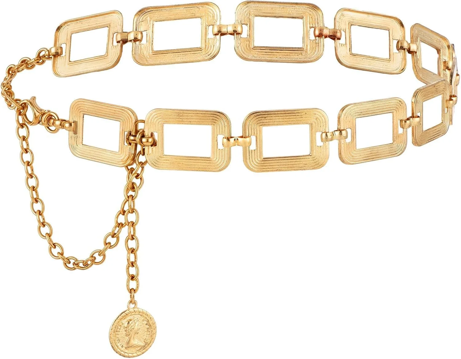 کمربند زنجیری فلزی طلایی - زنجیر کمری با حلقه های درشت برای زنان، اکسسوری شیک برای لباس ها و شلوار جین، کمربند شیک برای لباس های غیر رسمی یا رسمی، XL کمربند زنجیری فلزی طلایی - زنجیر کمری با حلقه های درشت برای زنان، اکسسوری شیک برای لباس ها و شلوار جین، کمربند شیک برای لباس های غیر رسمی یا رسمی، XL