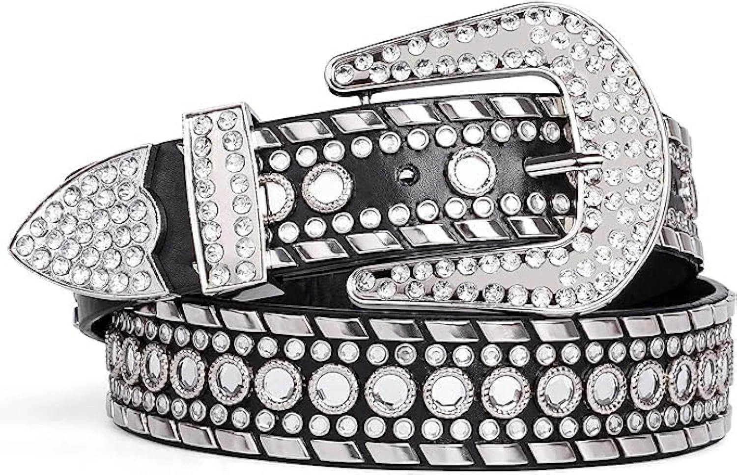 کمربند چرمی طرح قدیمی نگین‌دار مناسب آقایان و بانوان برای شلوار، جین و پیراهن با سگک تزئینی