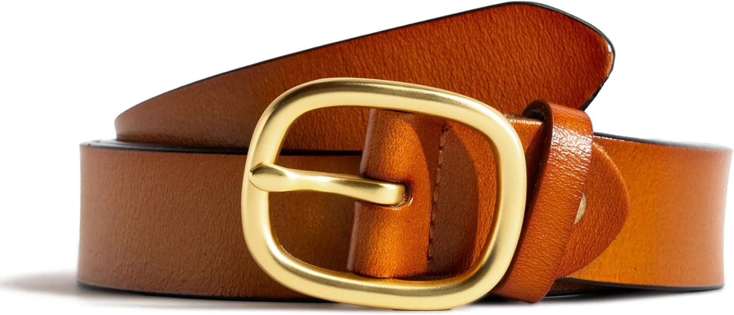 کمربند چرمی 100% زنانه و دخترانه با سگک طلایی