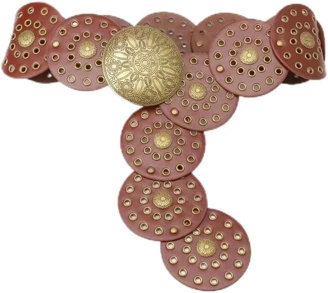 کمربند فشن زنانه طرح وینتیج، کمربند فلزی قابل تنظیم با سگک، سبک کابویی با تزیینات فیروزه ای کمربند فشن زنانه طرح وینتیج، کمربند فلزی قابل تنظیم با سگک، سبک کابویی با تزیینات فیروزه ای