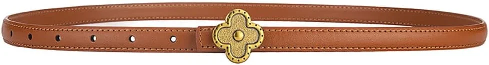 کمربند چرمی زنانه FOMCORT با طراحی سگک شبدر طلایی، کمربندهای فشن زنانه برای شلوار جین و لباس