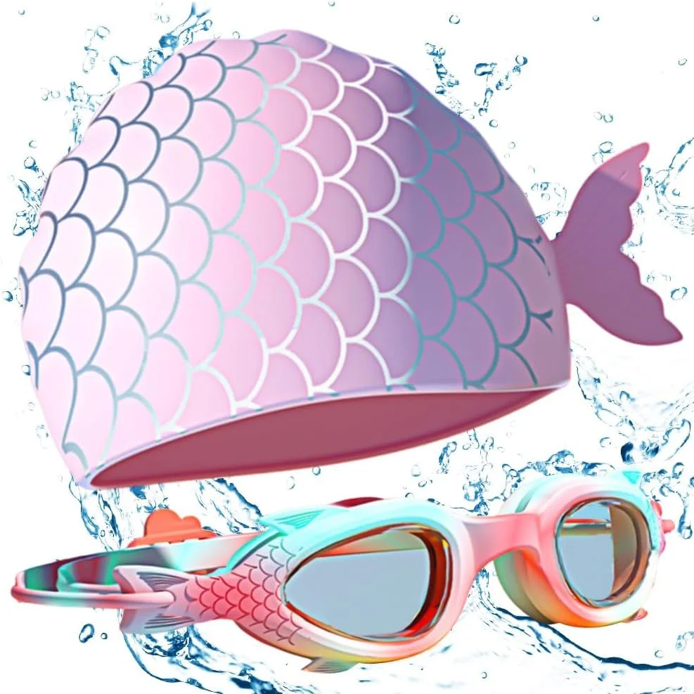 کلاه شنا و عینک شنا کودکانه، کلاه شنا کودک، عینک شنا بدون نشتی، کلاه شنا محافظ کودک، عینک شنا کودکانه برای پسران دختران
