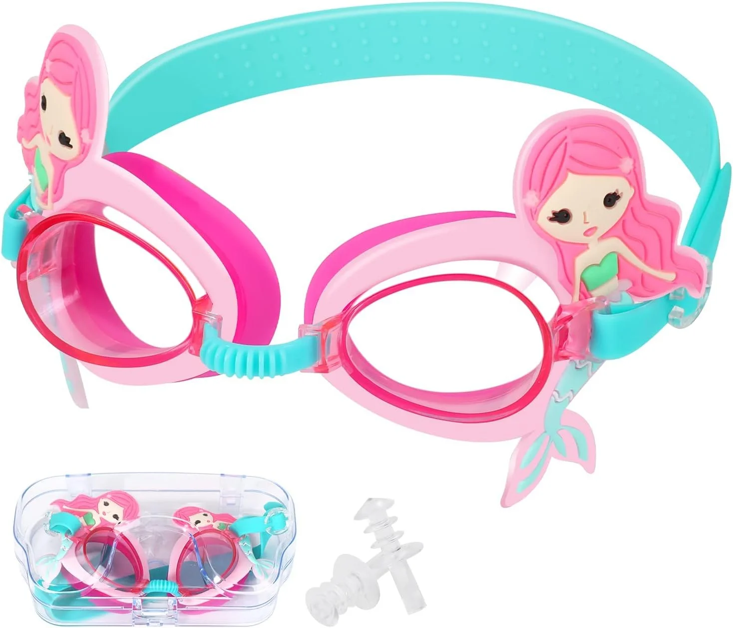 عینک شنا ضد بخار KASTWAVE برای کودکان 3 تا 14 سال، عینک شنا با طرح دم پری دریایی زیبا، با لنزهای ضد بخار، ضد آب، محافظت از چشم، محافظت در برابر اشعه ماوراء بنفش، گوش گیر، گیره بینی، جعبه عینک عینک شنا ضد بخار KASTWAVE برای کودکان 3 تا 14 سال، عینک شنا با طرح دم پری دریایی زیبا، با لنزهای ضد بخار، ضد آب، محافظت از چشم، محافظت در برابر اشعه ماوراء بنفش، گوش گیر، گیره بینی، جعبه عینک