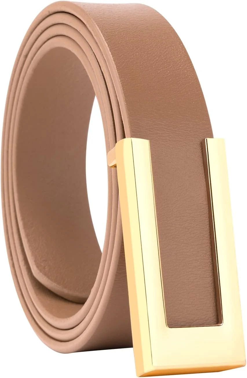 کمربند چرمی باریک زنانه با سگک طلایی مناسب برای پیراهن، شلوار جین و شلوار