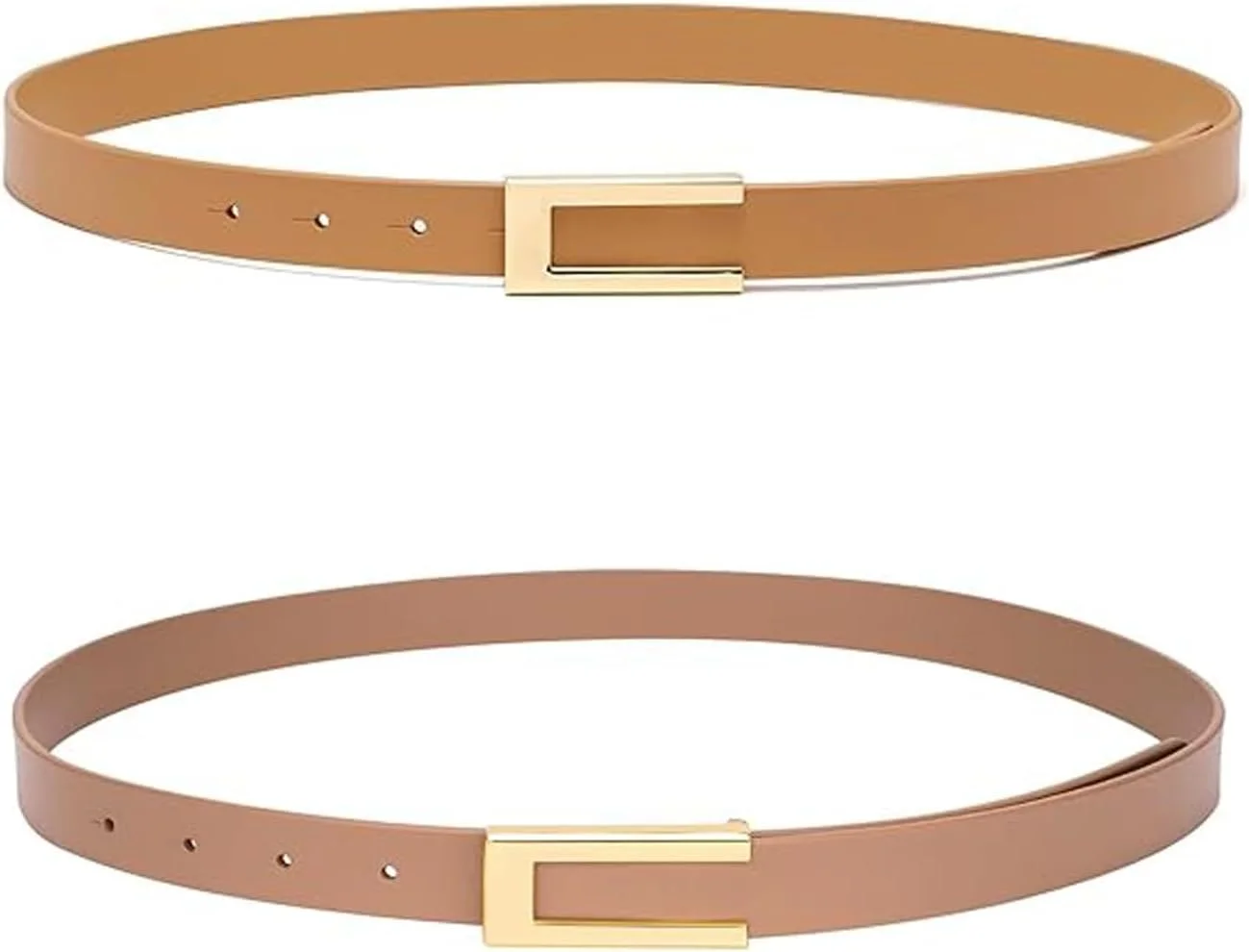 کمربند چرمی باریک زنانه - کمربند باریک کمر برای پیراهن، شلوار جین و شلوار - سگک طلایی بند قابل تنظیم - کمربند مینیمالیستی مد روز برای زنان و نوجوانان