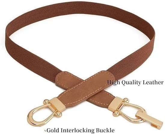 کمربند باریک چرمی زنانه، کمربند کمر فشن با سگک قفل چرخشی قابل تنظیم، ایده آل برای پیراهن، شلوار جین، شلوار و کت