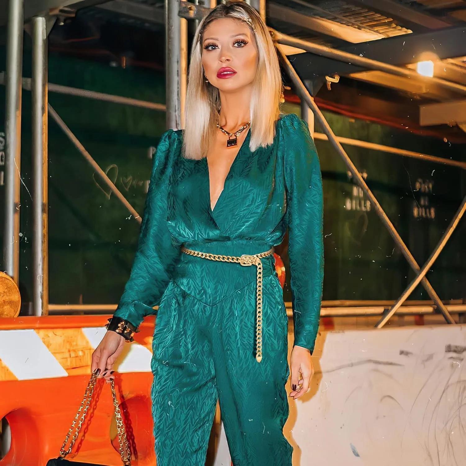 کمربند زنجیری زنانه، کمربند زنجیری طلایی، زنجیر پانک قابل تنظیم مناسب برای دامن بلند، دامن کوتاه، شلوار جین، شورت، شلوار کت و شلوار، کمربند جین شخصی، زنجیر فلزی، زنجیر چند لایه برای لباس