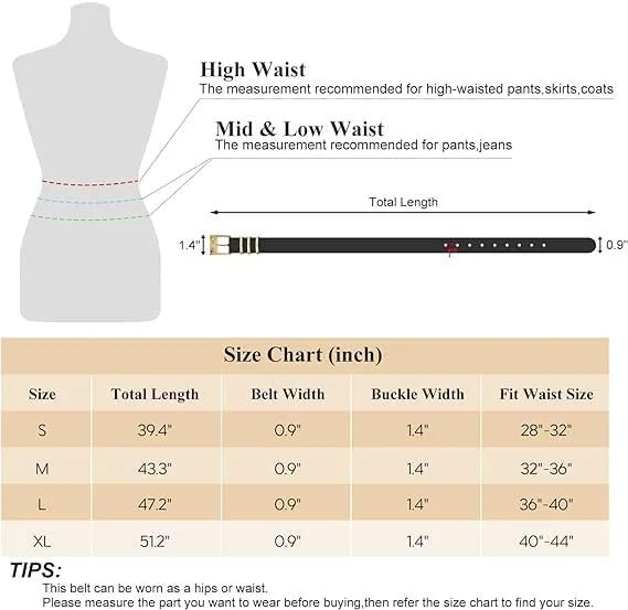 کمربند چرمی مصنوعی زنانه تزویق، مناسب برای شلوار جین، پیراهن و کمربندهای مد روز زنانه (دو عددی)